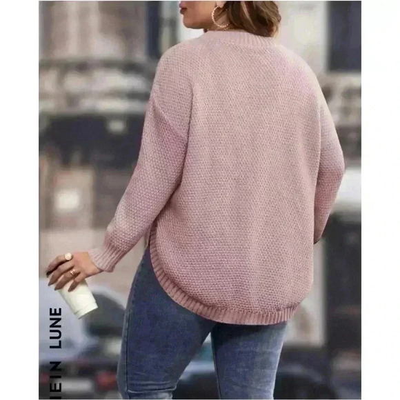 NWT SHEIN Plus Drop Shoulder Curved Hem Sweater SIZE 2XL - Picture 2 of 11